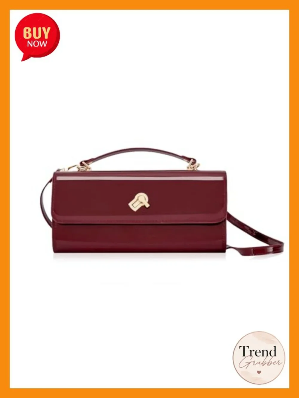 Metallic PU Leather Evening Clutch Bag Square Box Purse with Chain Strap